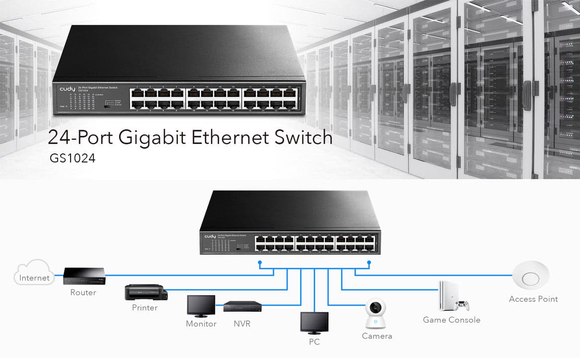 Switch Gigabit Ethernet a 24 Porte, GS1024 in  Scontolo.net - Potenza, commercioVirtuoso.it
