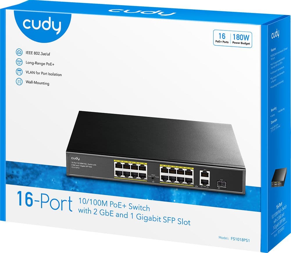 Switch PoE+ 10/100M a 16 Porte con 2GbE e 1 Porta SFP, FS1018PS1 in  Scontolo.net - Potenza, commercioVirtuoso.it