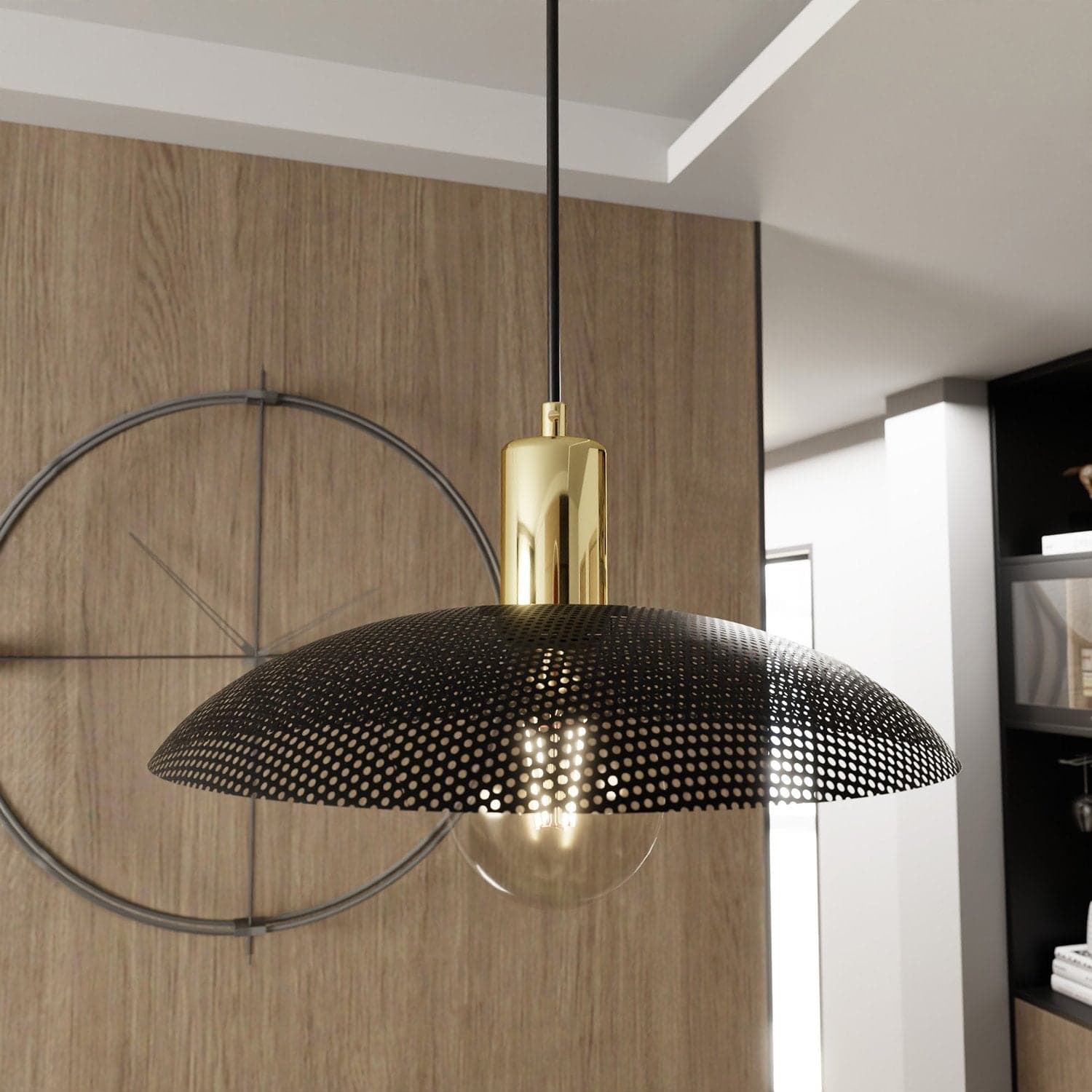 Sospensione Contemporanea Spirit 1 Luce In Acciaio Oro E Nero in Lampade a sospensione LuceArt - Montecorvino Pugliano, commercioVirtuoso.it