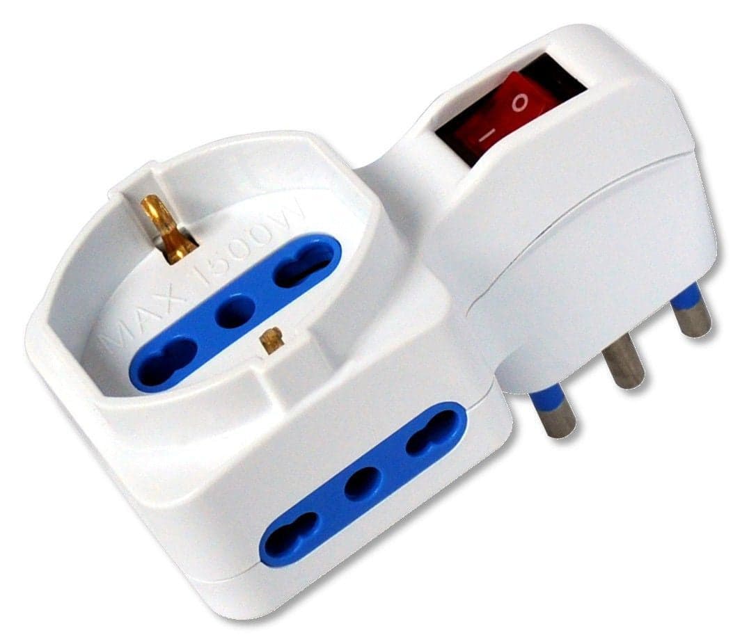 Adattatore con 2 Prese Bipasso e 1 Bipasso/Schuko con Spina 16A in Adattatori da viaggio Scontolo.net - Potenza, commercioVirtuoso.it