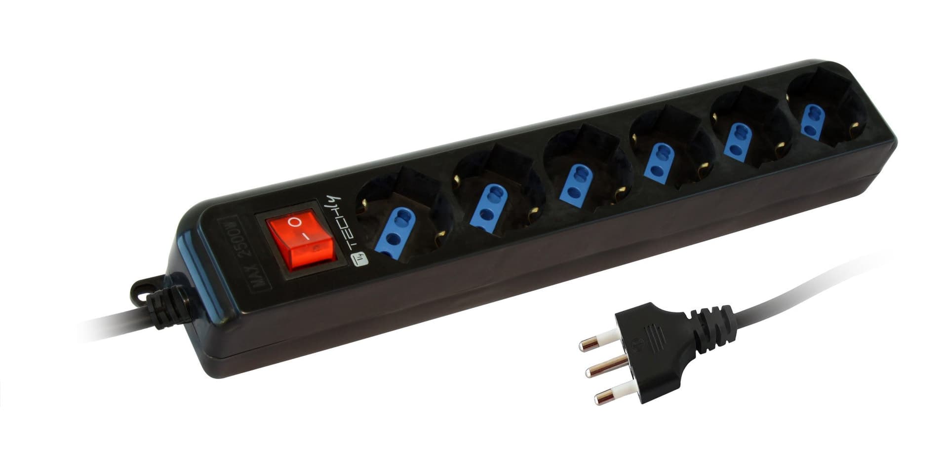 Multipresa 6 Posti Italiana Bipasso con Interruttore Cavo 5m Nero in Multiprese Scontolo.net - Potenza, commercioVirtuoso.it