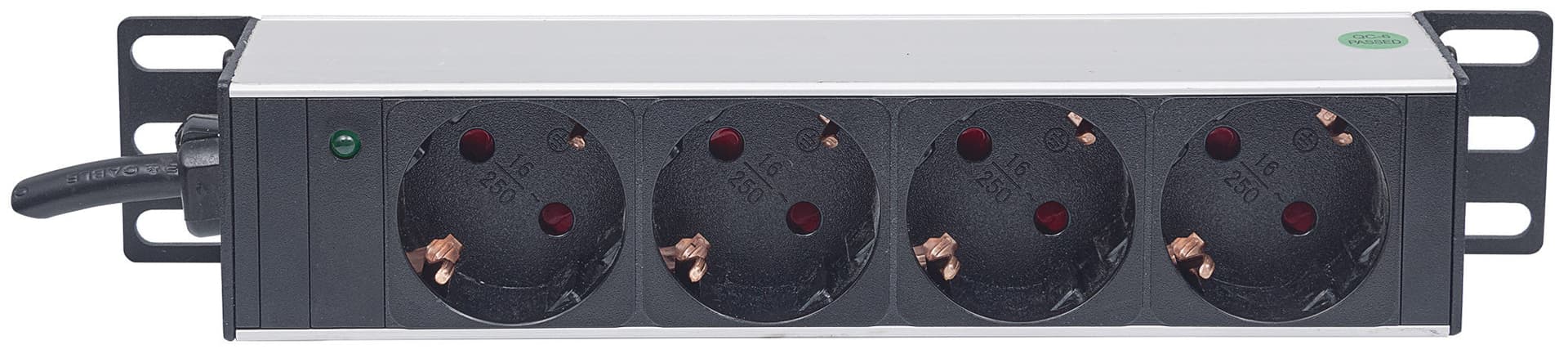 Multipresa Schuko 4 posti da Rack 10'' con Spina Schuko Angolata 1U in Multiprese Scontolo.net - Potenza, commercioVirtuoso.it