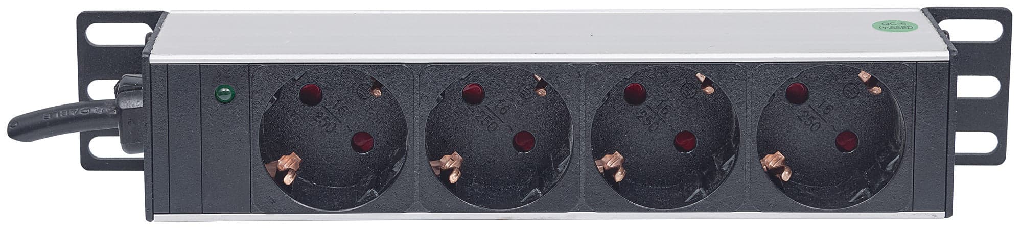 Multipresa Schuko 4 posti da Rack 10'' con Spina Schuko Angolata 1U in Multiprese Scontolo.net - Potenza, commercioVirtuoso.it