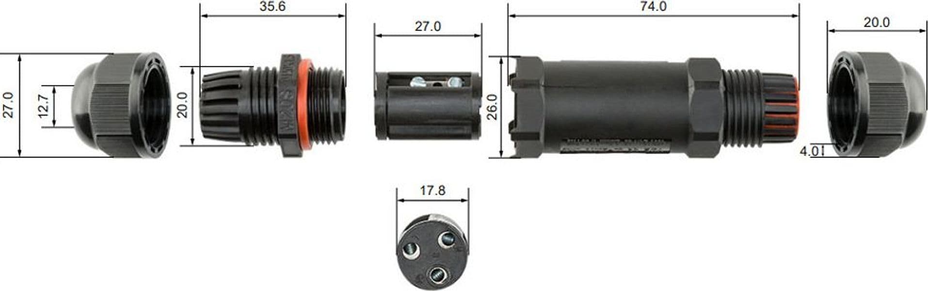 Connettore Elettrico Impermeabile per Cavo IP68 da Esterno Lunghezza 10 cm in Scatole di derivazione Scontolo.net - Potenza, commercioVirtuoso.it