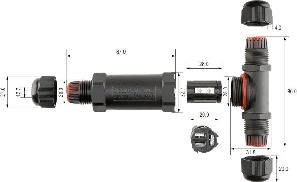 Raccordo di Connessione a T Impermeabile IP68 per Cavo Elettrico in Scatole di derivazione Scontolo.net - Potenza, commercioVirtuoso.it
