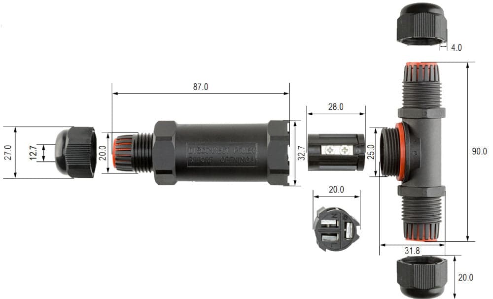 Raccordo di Connessione a T Impermeabile IP68 per Cavo Elettrico in Scatole di derivazione Scontolo.net - Potenza, commercioVirtuoso.it