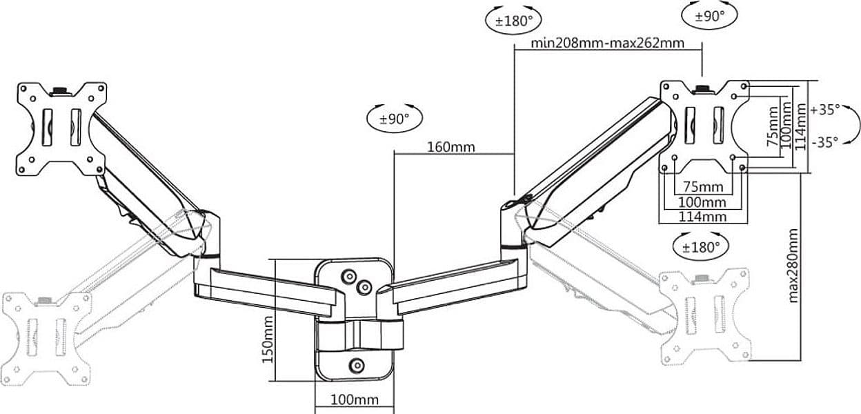 Staffa a Muro con Molla a Gas per due Monitor 17-32'' in Supporti Scontolo.net - Potenza, commercioVirtuoso.it