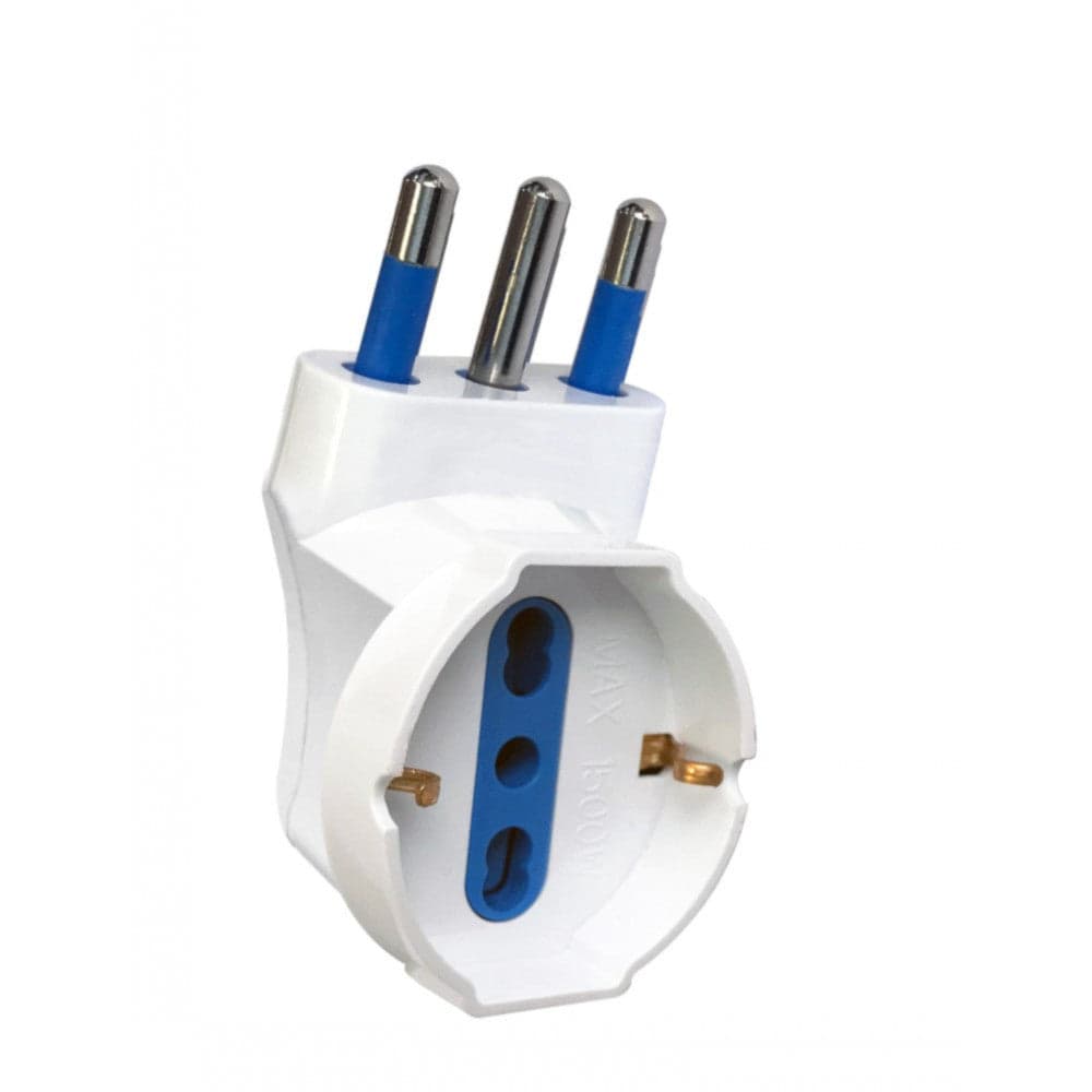 Adattatore spina 16A prese bipasso/Schuko 90&deg Bianco in Adattatori da viaggio Scontolo.net - Potenza, commercioVirtuoso.it