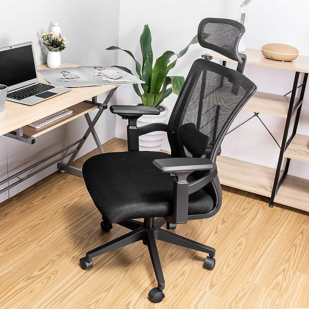 Sedia per Ufficio con Schienale Alto e Poggiatesta Regolabile Nero in Sedie da scrivania Scontolo.net - Potenza, commercioVirtuoso.it