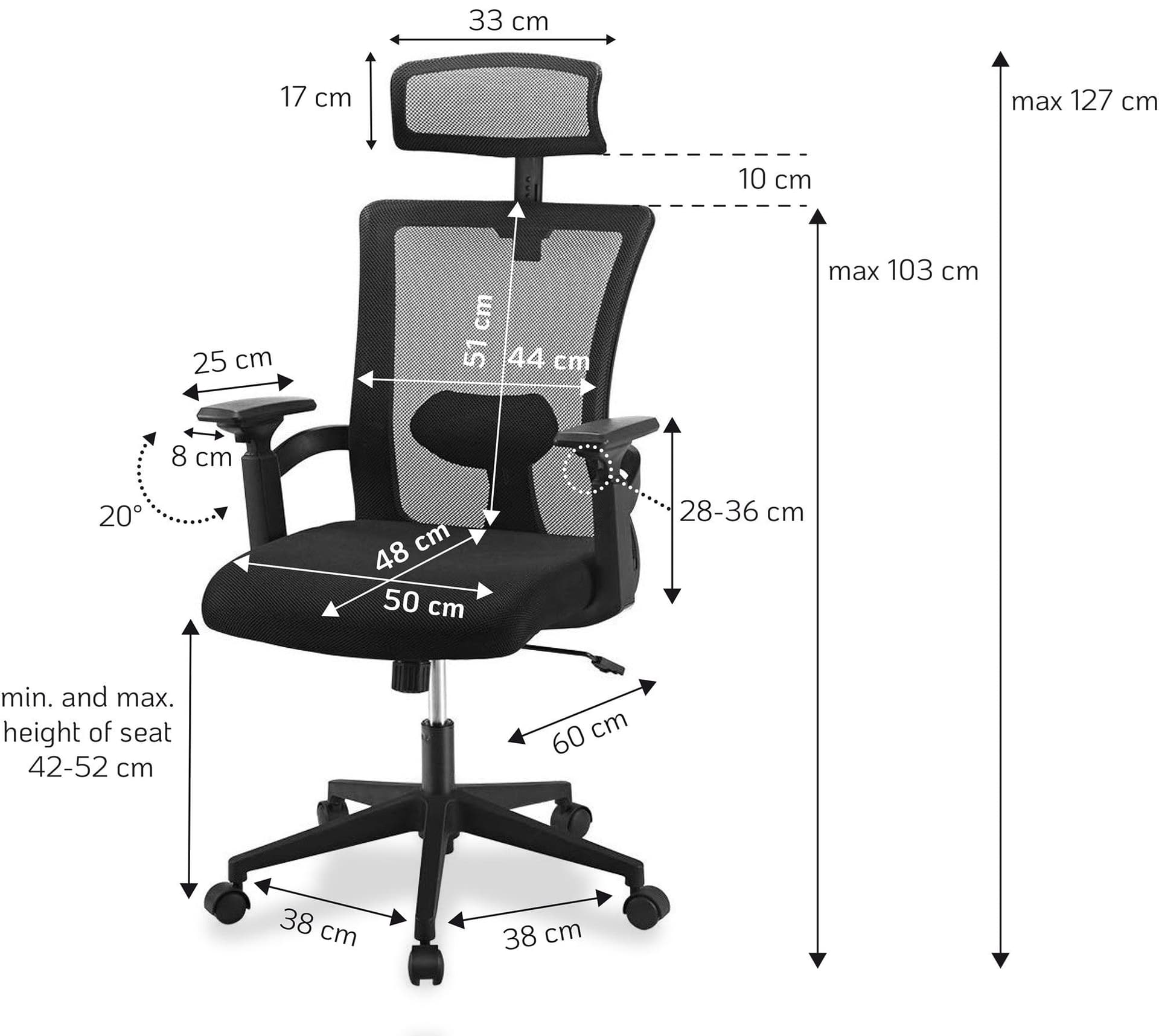 Sedia per Ufficio con Schienale Alto e Poggiatesta Regolabile Nero in Sedie da scrivania Scontolo.net - Potenza, commercioVirtuoso.it
