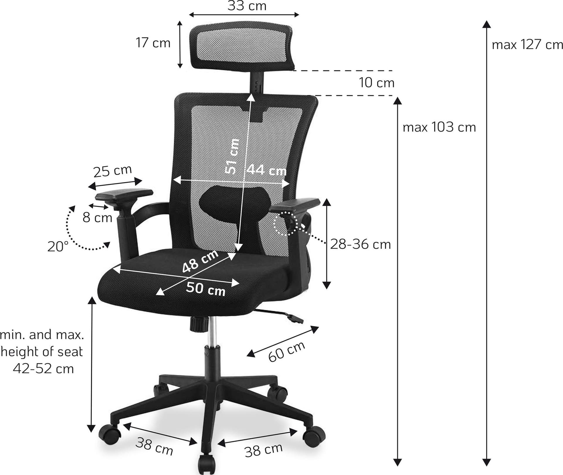 Sedia per Ufficio con Schienale Alto e Poggiatesta Regolabile Nero in Sedie da scrivania Scontolo.net - Potenza, commercioVirtuoso.it