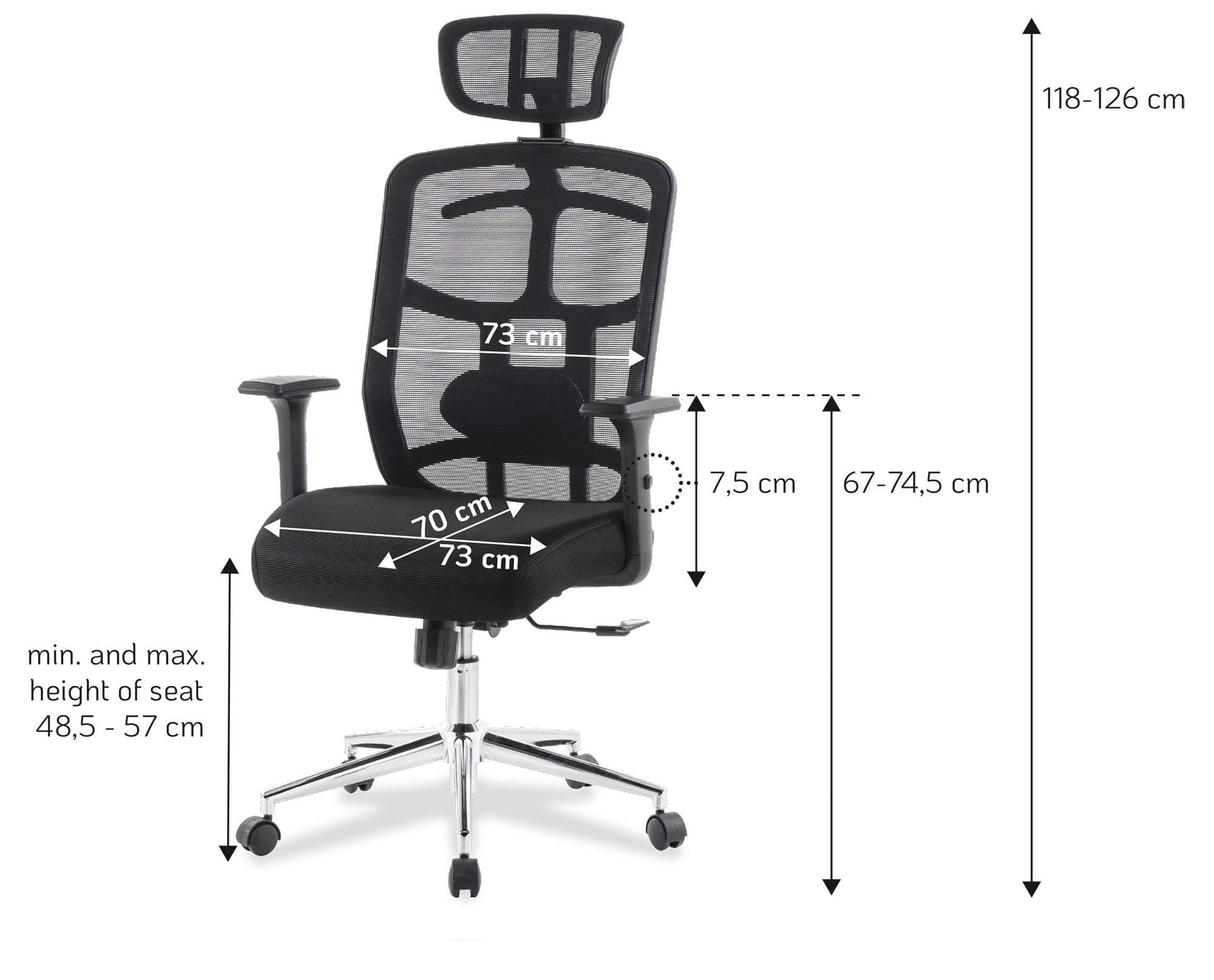 Sedia per Ufficio con Schienale Alto, Poggiatesta e Base Cromata Nero in Sedie da scrivania Scontolo.net - Potenza, commercioVirtuoso.it