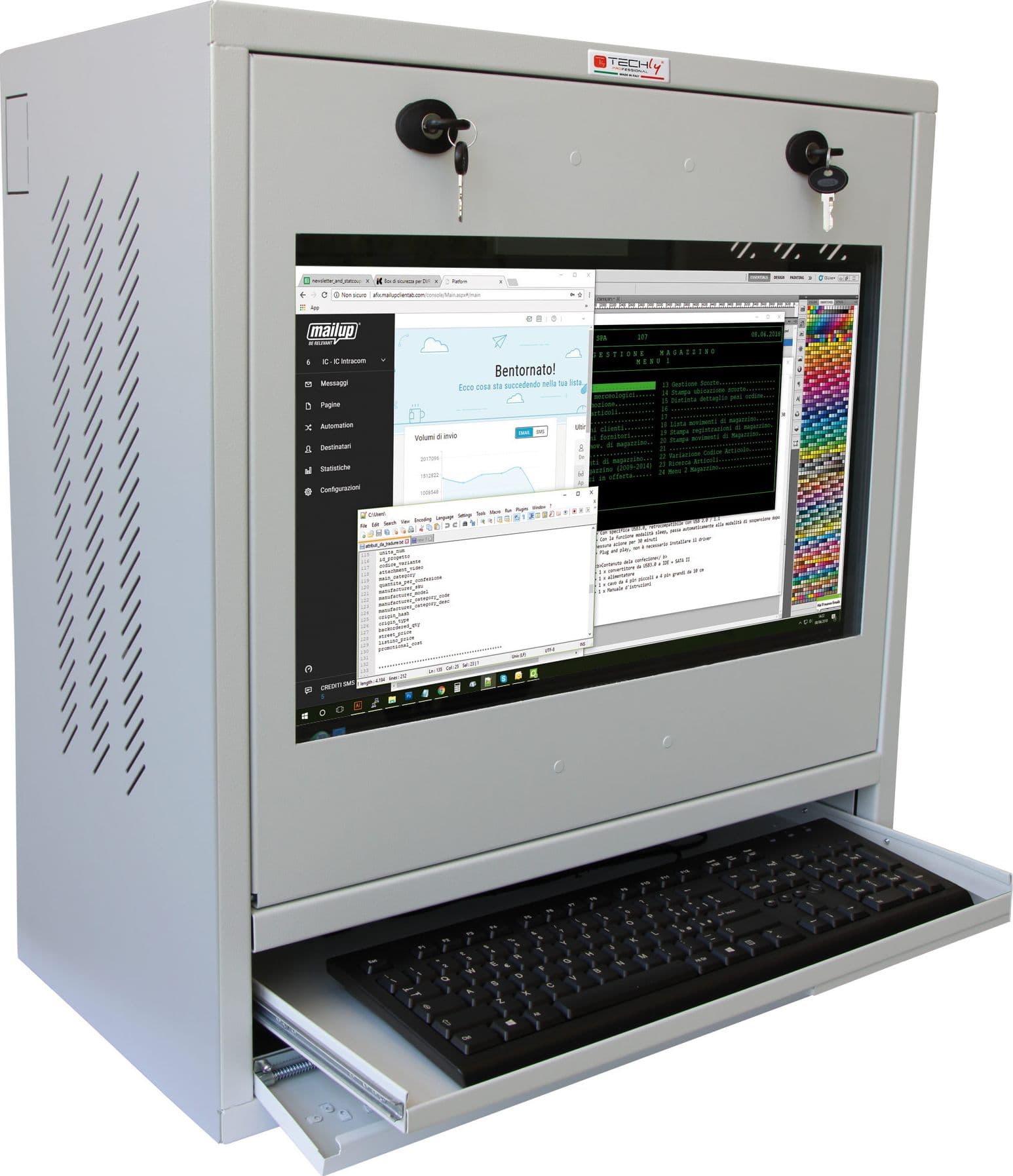 Armadio di sicurezza per PC, monitor touch LCD e tastiera Grigio senza vetro in Postazioni di lavoro per computer Scontolo.net - Potenza, commercioVirtuoso.it