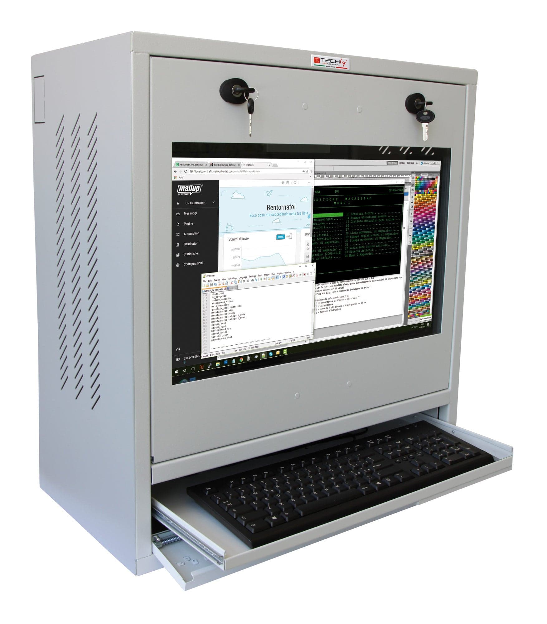 Armadio di sicurezza per PC, monitor touch LCD e tastiera Grigio senza vetro in Postazioni di lavoro per computer Scontolo.net - Potenza, commercioVirtuoso.it