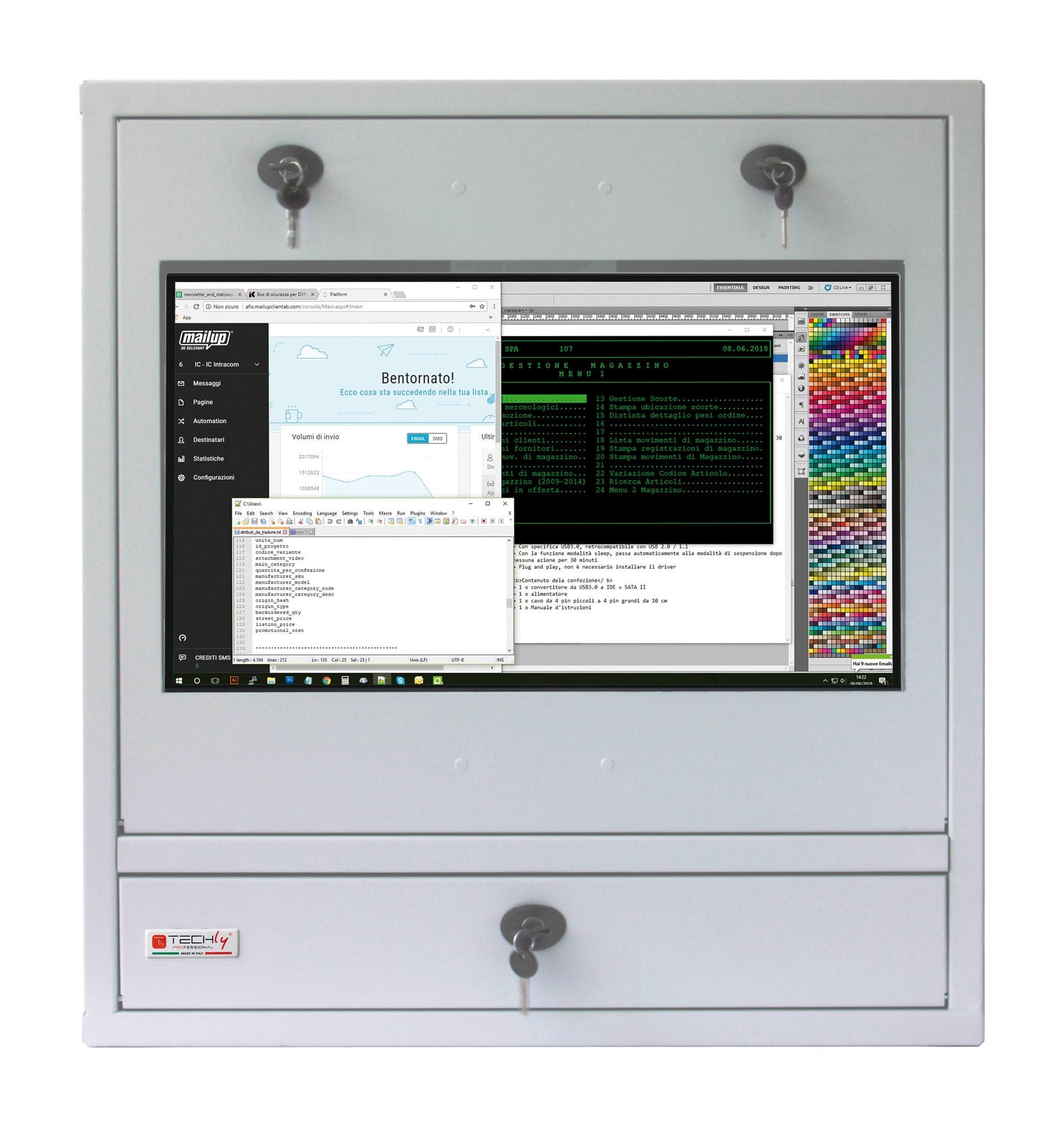 Armadio di sicurezza per PC, monitor touch LCD e tastiera Grigio senza vetro in Postazioni di lavoro per computer Scontolo.net - Potenza, commercioVirtuoso.it