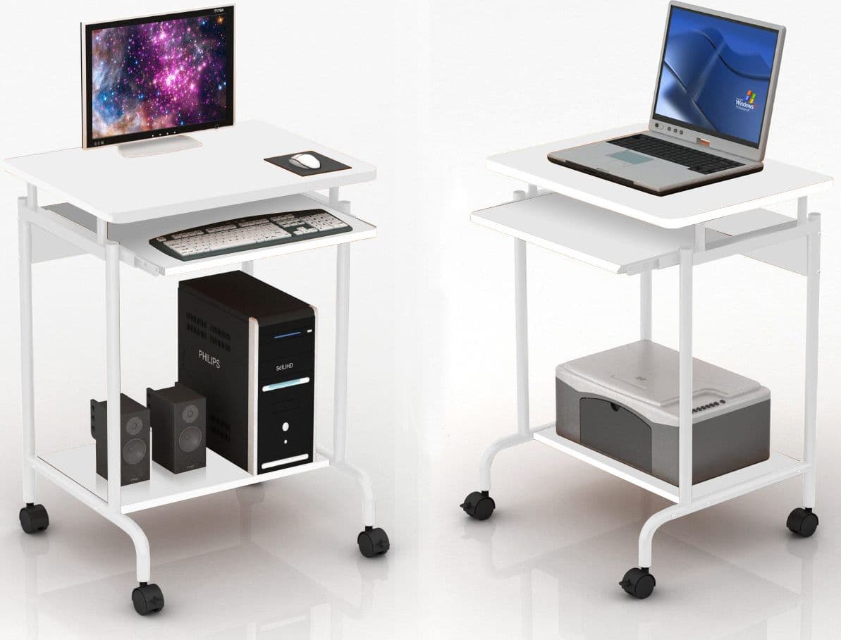 Scrivania Mobile ''Compact'' per Computer Ripiano Tastiera Scorrevole Bianco in Postazioni di lavoro per computer Scontolo.net - Potenza, commercioVirtuoso.it