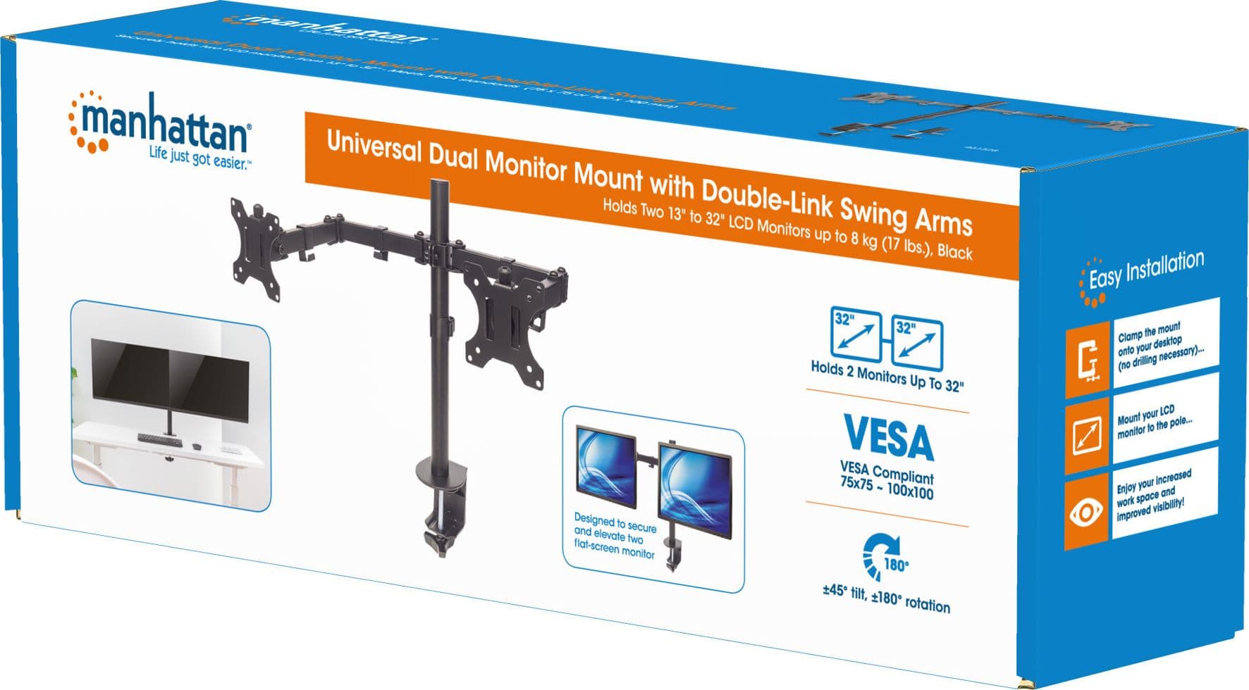 Supporto da Scrivania per 2 Monitor 13-32'' con Morsetto in Supporti Scontolo.net - Potenza, commercioVirtuoso.it