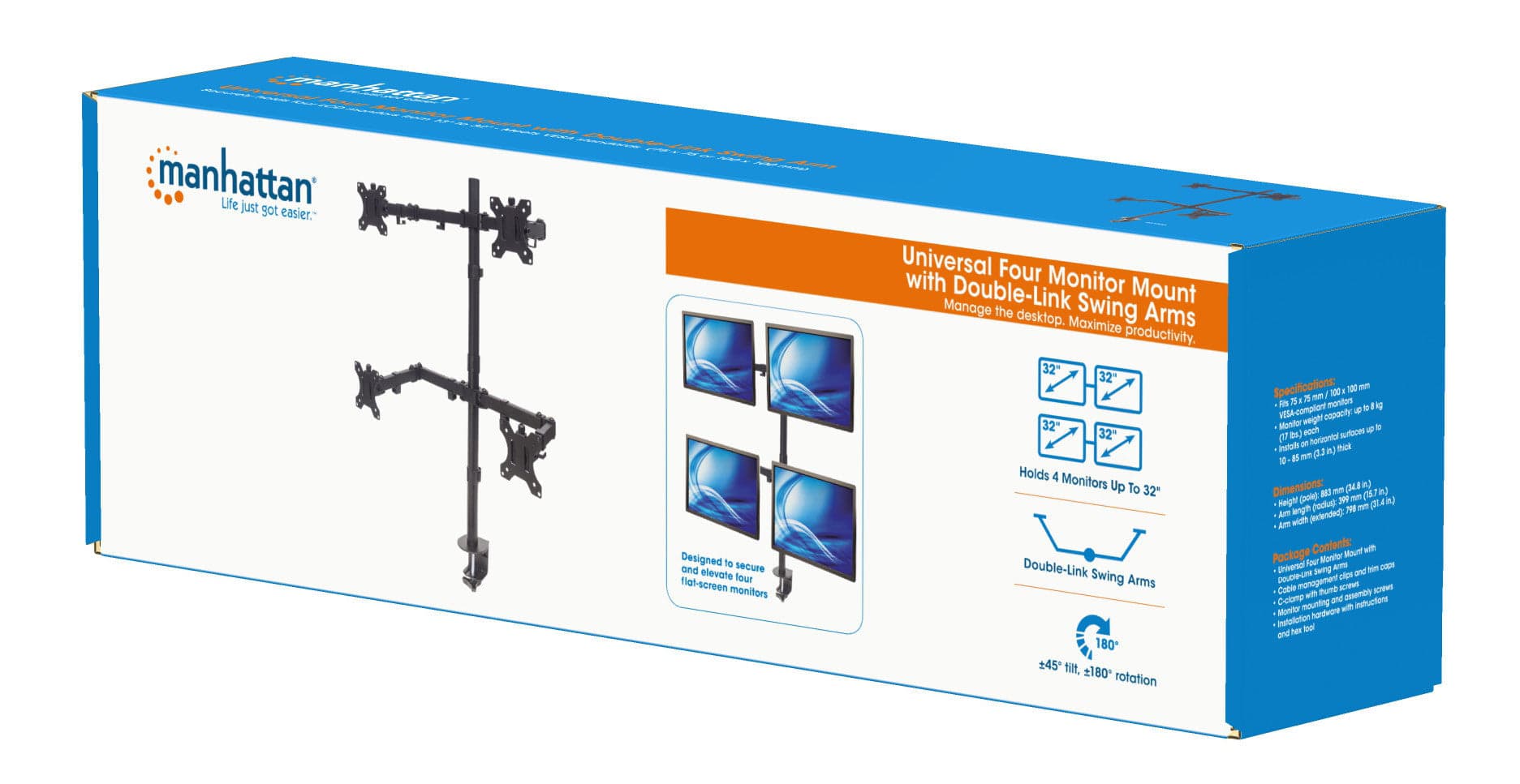 Supporto da Scrivania per 4 Monitor 13-32'' con Morsetto in Supporti Scontolo.net - Potenza, commercioVirtuoso.it