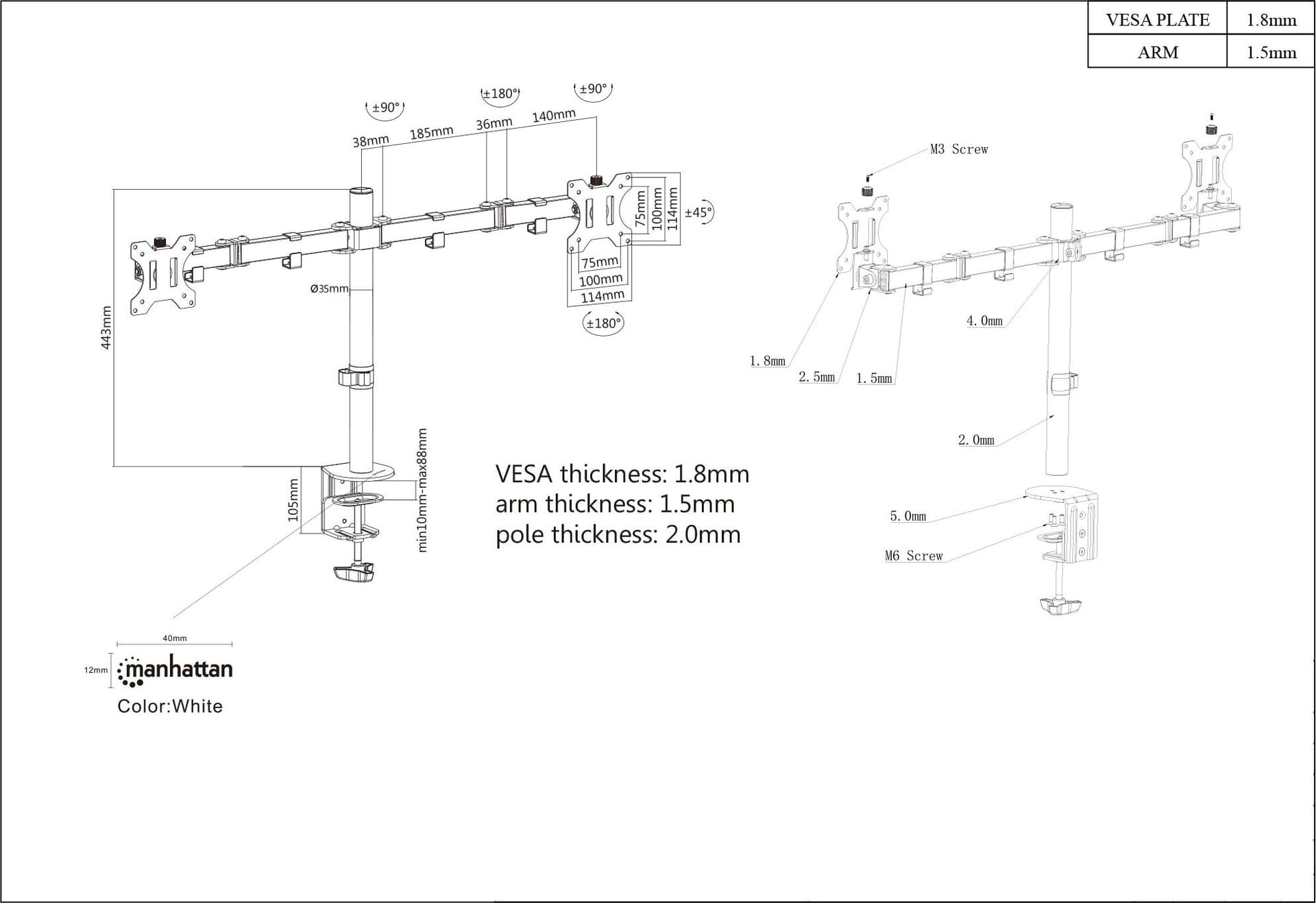 Supporto da Scrivania per 2 Monitor 13-32'' con Morsetto in Supporti Scontolo.net - Potenza, commercioVirtuoso.it