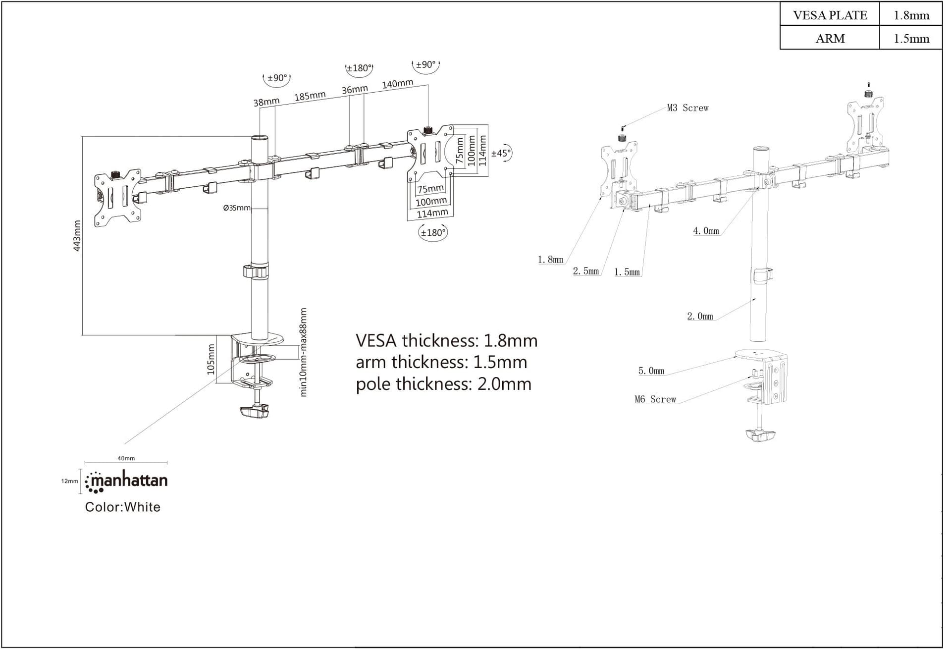 Supporto da Scrivania per 2 Monitor 13-32'' con Morsetto in Supporti Scontolo.net - Potenza, commercioVirtuoso.it