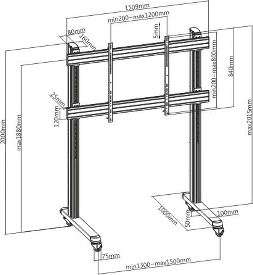 Trolley da Pavimento Mobile per TV LCD/LED/Plasma 70-120'' in Mobili Scontolo.net - Potenza, commercioVirtuoso.it