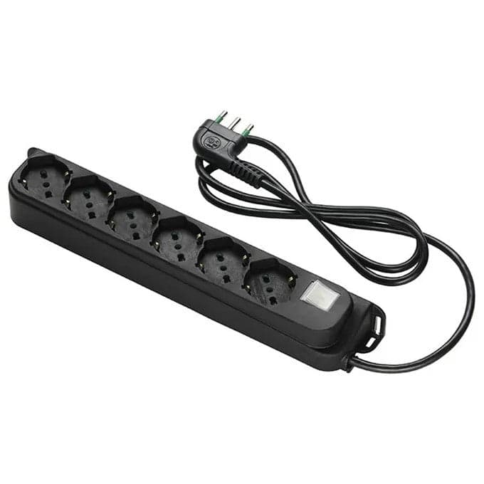 Multipresa 6 Posti Schuko con Interruttore e Cavo 1,5m Nero in Multiprese Scontolo.net - Potenza, commercioVirtuoso.it