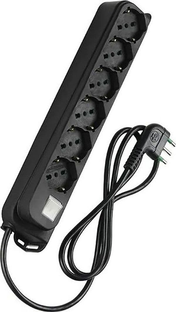 Multipresa 6 Posti Schuko con Interruttore e Cavo 1,5m Nero in Multiprese Scontolo.net - Potenza, commercioVirtuoso.it