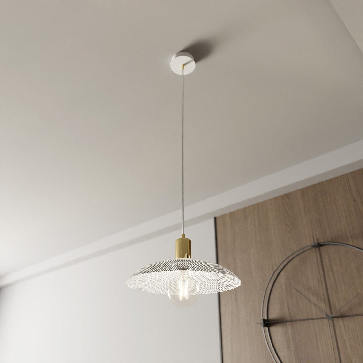 Sospensione Contemporanea Spirit 1 Luce In Acciaio Oro E Bianco in Lampade a sospensione LuceArt - Montecorvino Pugliano, commercioVirtuoso.it