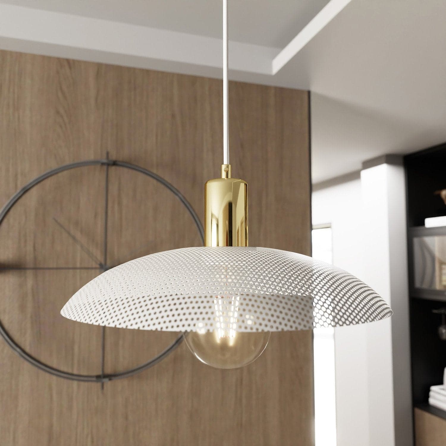 Sospensione Contemporanea Spirit 1 Luce In Acciaio Oro E Bianco in Lampade a sospensione LuceArt - Montecorvino Pugliano, commercioVirtuoso.it