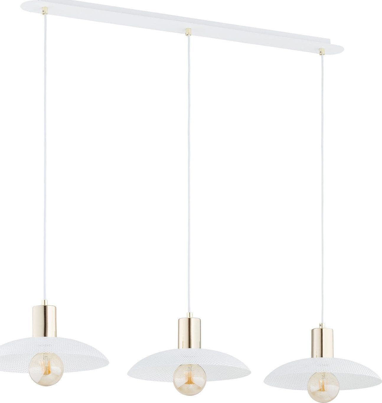 Sospensione Contemporanea Spirit 3 Luci In Acciaio Oro E Bianco in Lampade a sospensione LuceArt - Montecorvino Pugliano, commercioVirtuoso.it