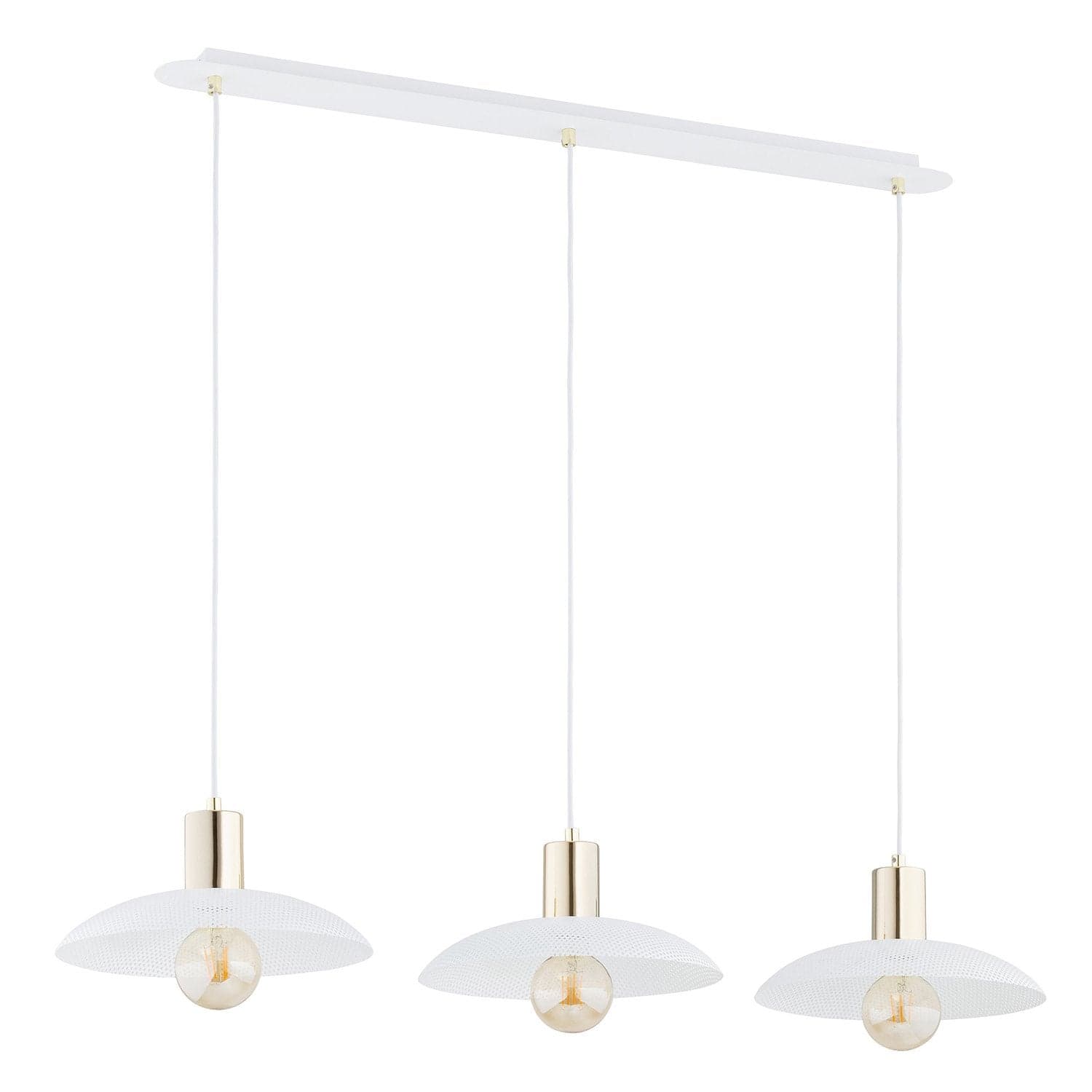 Sospensione Contemporanea Spirit 3 Luci In Acciaio Oro E Bianco in Lampade a sospensione LuceArt - Montecorvino Pugliano, commercioVirtuoso.it