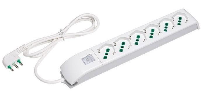 Multipresa 6 Posti Italiana Bipasso / Schuko Bianco in Multiprese Scontolo.net - Potenza, commercioVirtuoso.it