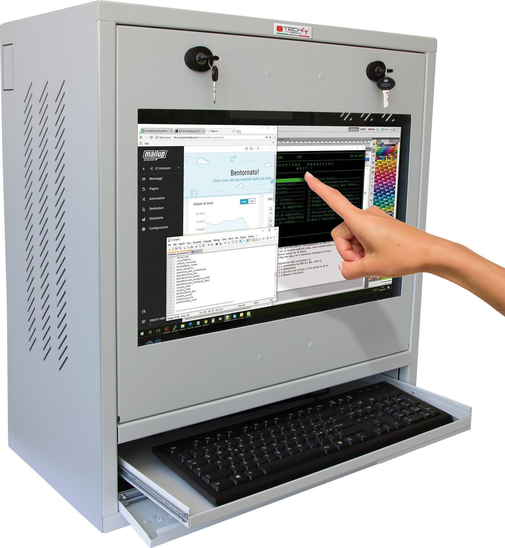 Armadio di sicurezza per PC, monitor touch LCD e tastiera Grigio senza vetro in Postazioni di lavoro per computer Scontolo.net - Potenza, commercioVirtuoso.it