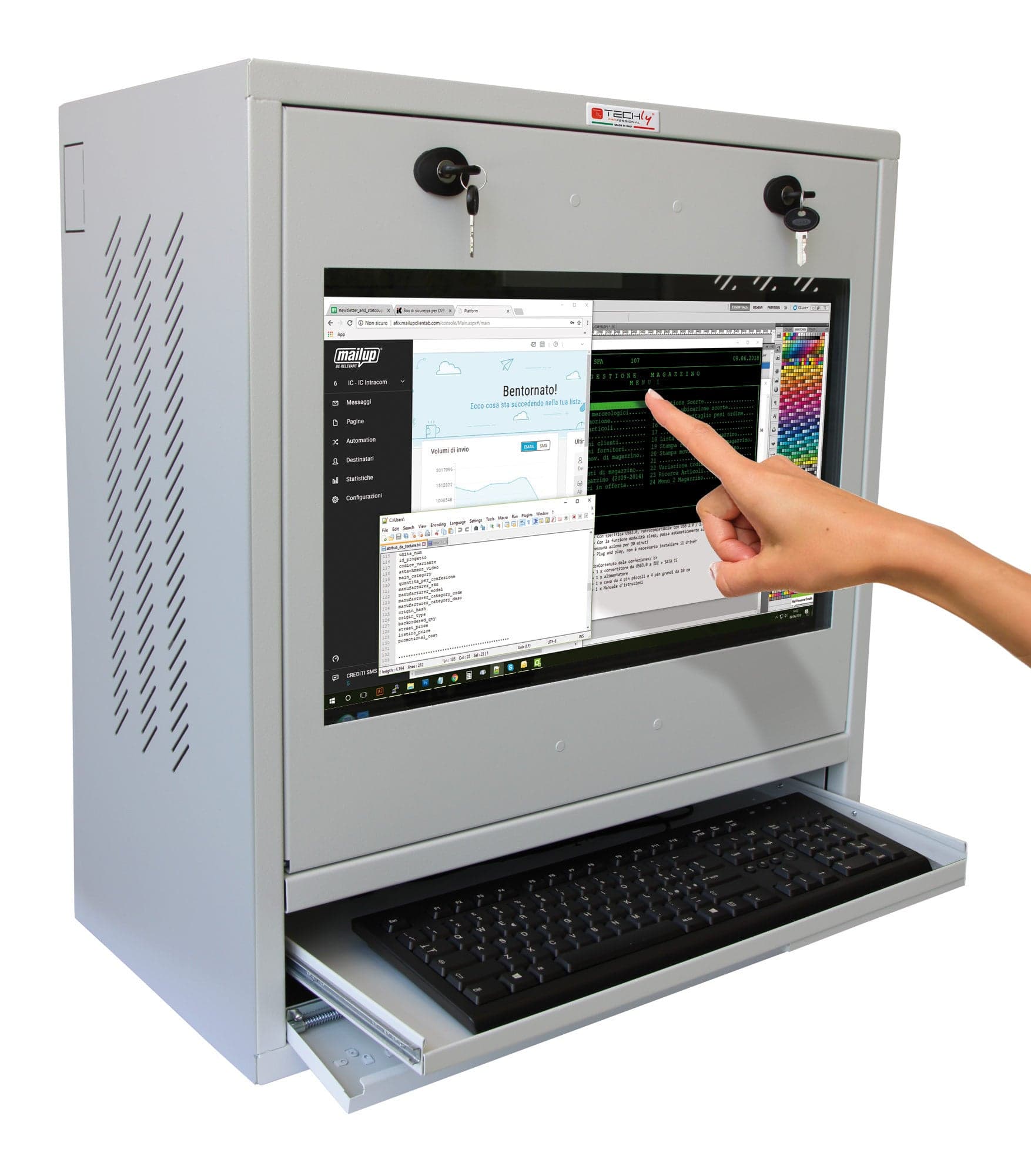 Armadio di sicurezza per PC, monitor touch LCD e tastiera Grigio senza vetro in Postazioni di lavoro per computer Scontolo.net - Potenza, commercioVirtuoso.it