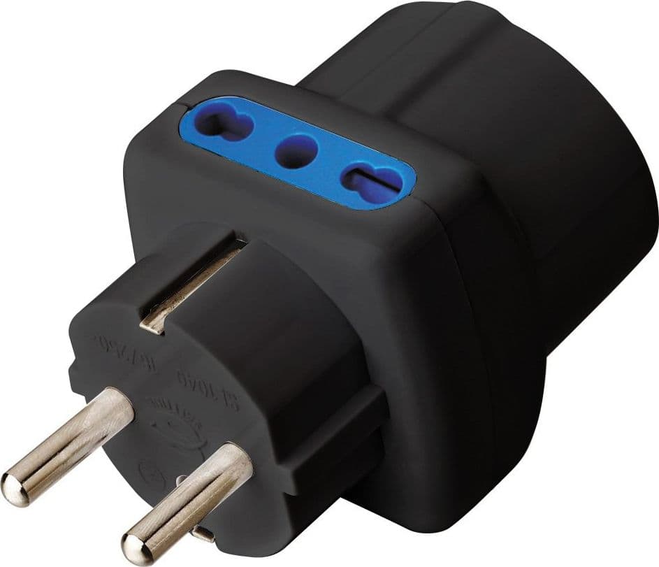 Adattatore Triplo Spina Schuko a Prese Bipasso con Schuko Nero in Multiprese Scontolo.net - Potenza, commercioVirtuoso.it