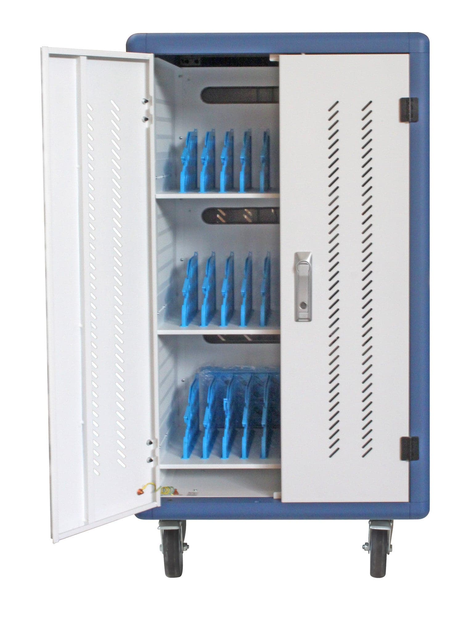 Carrello Stazione di Ricarica Ventilato 30 Notebook o Smartphone Bianco/Blu in Armadietti portachiavi Scontolo.net - Potenza, commercioVirtuoso.it