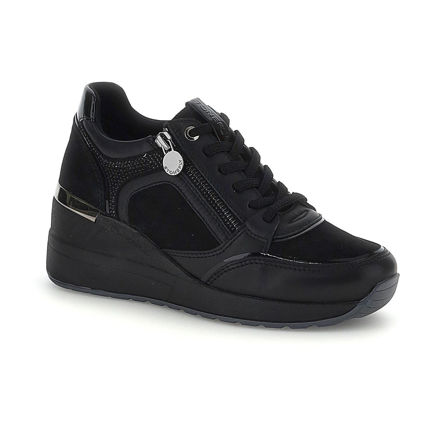 Stonefly sneakers donna Mina 1 in pelle e camoscio black 223233 in Sneaker casual Teresi Calzature - Marsala, commercioVirtuoso.it