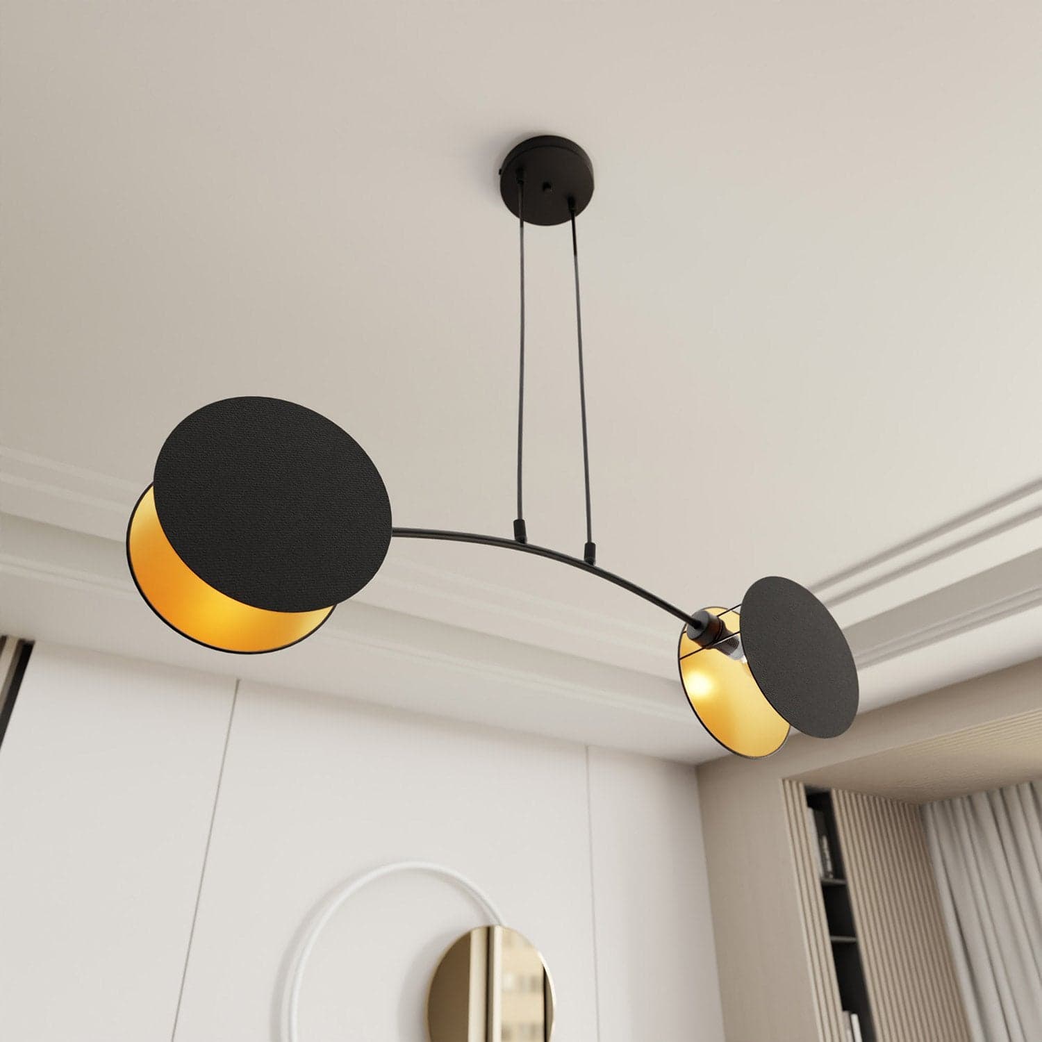 Lampada A Sospensione 2 Luci Moderna Motif In Acciaio Nero E Oro in Lampade a sospensione LuceArt - Montecorvino Pugliano, commercioVirtuoso.it