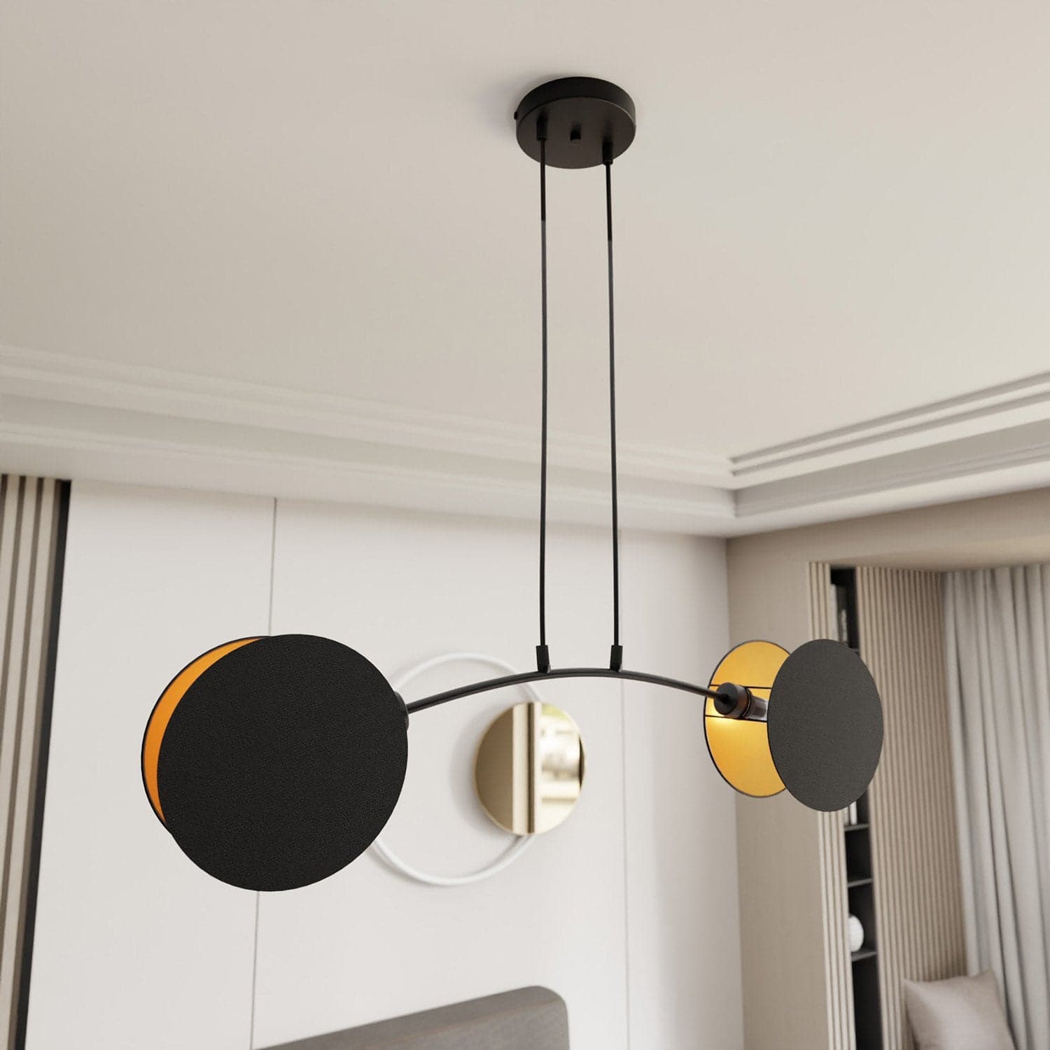 Lampada A Sospensione 2 Luci Moderna Motif In Acciaio Nero E Oro in Lampade a sospensione LuceArt - Montecorvino Pugliano, commercioVirtuoso.it