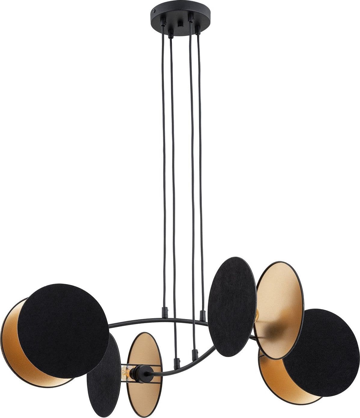 Lampada A Sospensione 4 Luci Moderna Motif In Acciaio Nero E Oro in Lampadari LuceArt - Montecorvino Pugliano, commercioVirtuoso.it