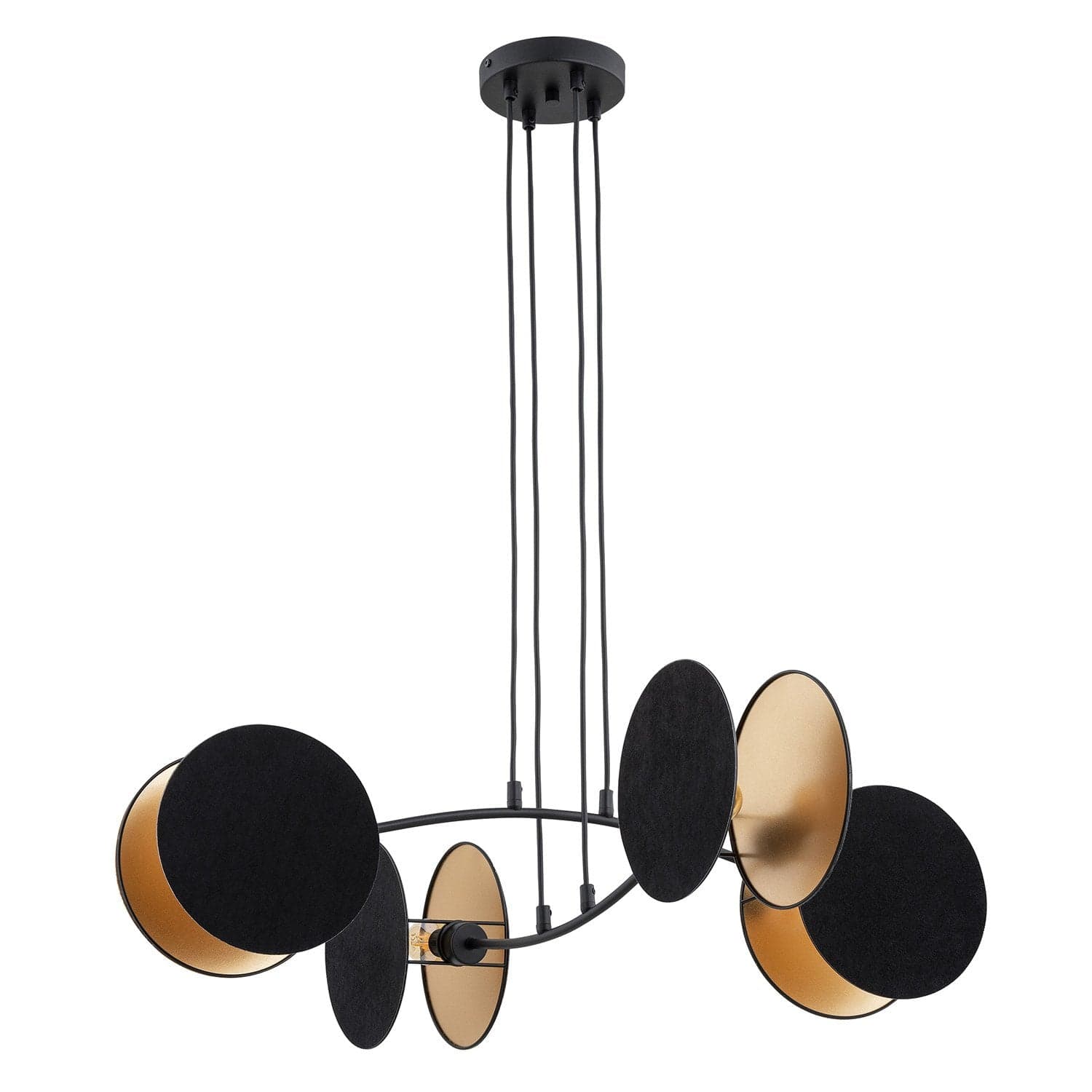 Lampada A Sospensione 4 Luci Moderna Motif In Acciaio Nero E Oro in Lampadari LuceArt - Montecorvino Pugliano, commercioVirtuoso.it
