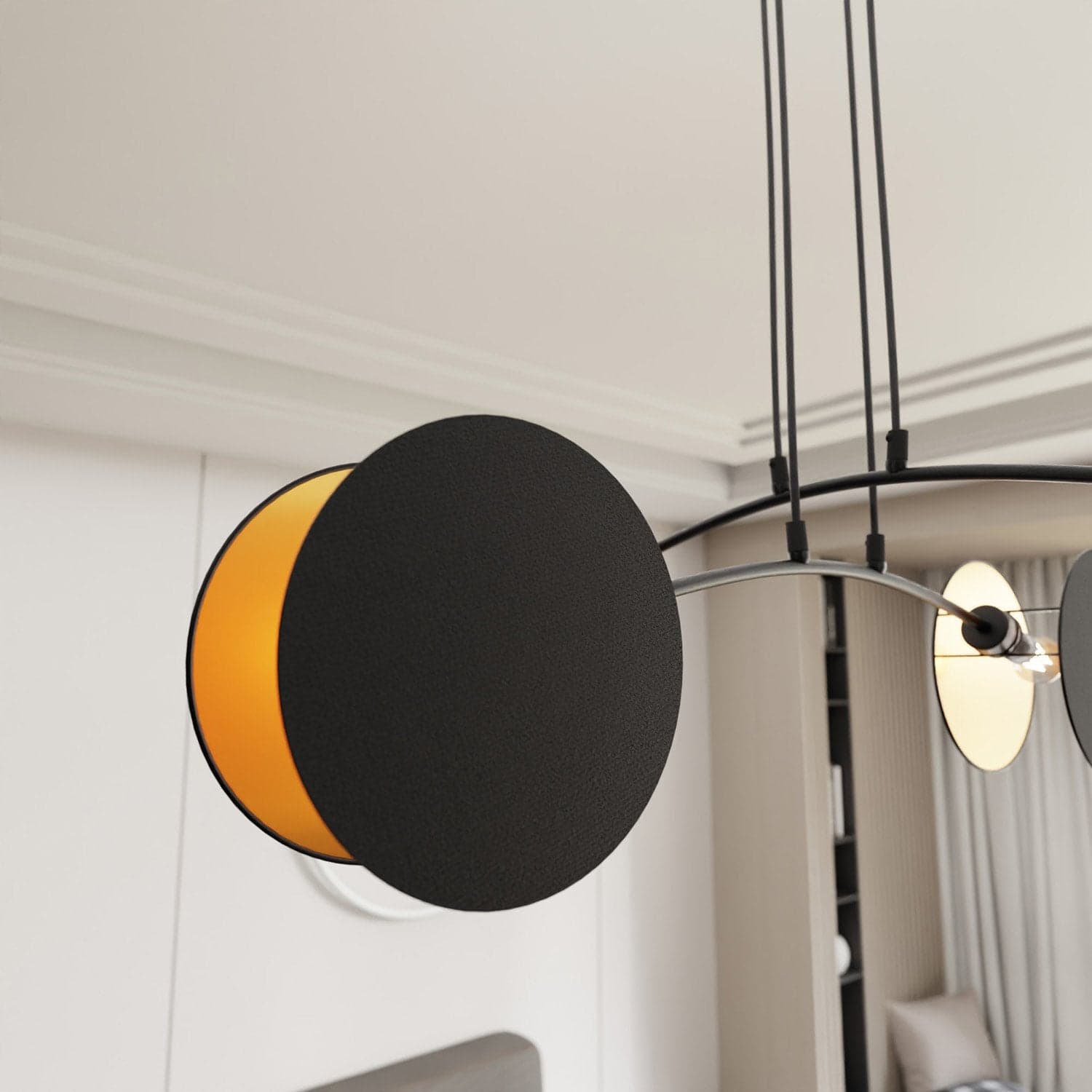 Lampada A Sospensione 4 Luci Moderna Motif In Acciaio Nero E Oro in Lampadari LuceArt - Montecorvino Pugliano, commercioVirtuoso.it