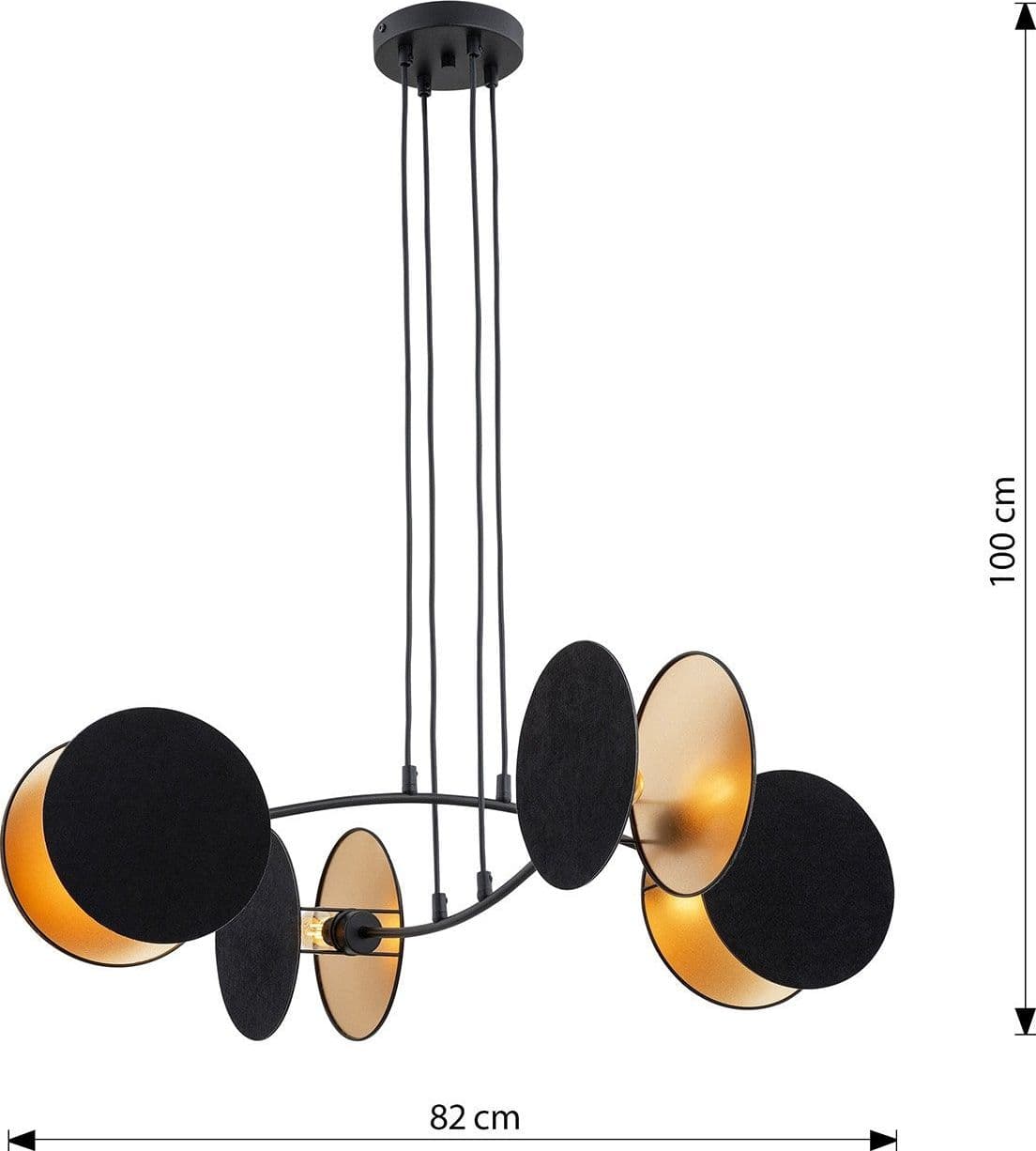 Lampada A Sospensione 4 Luci Moderna Motif In Acciaio Nero E Oro in Lampadari LuceArt - Montecorvino Pugliano, commercioVirtuoso.it