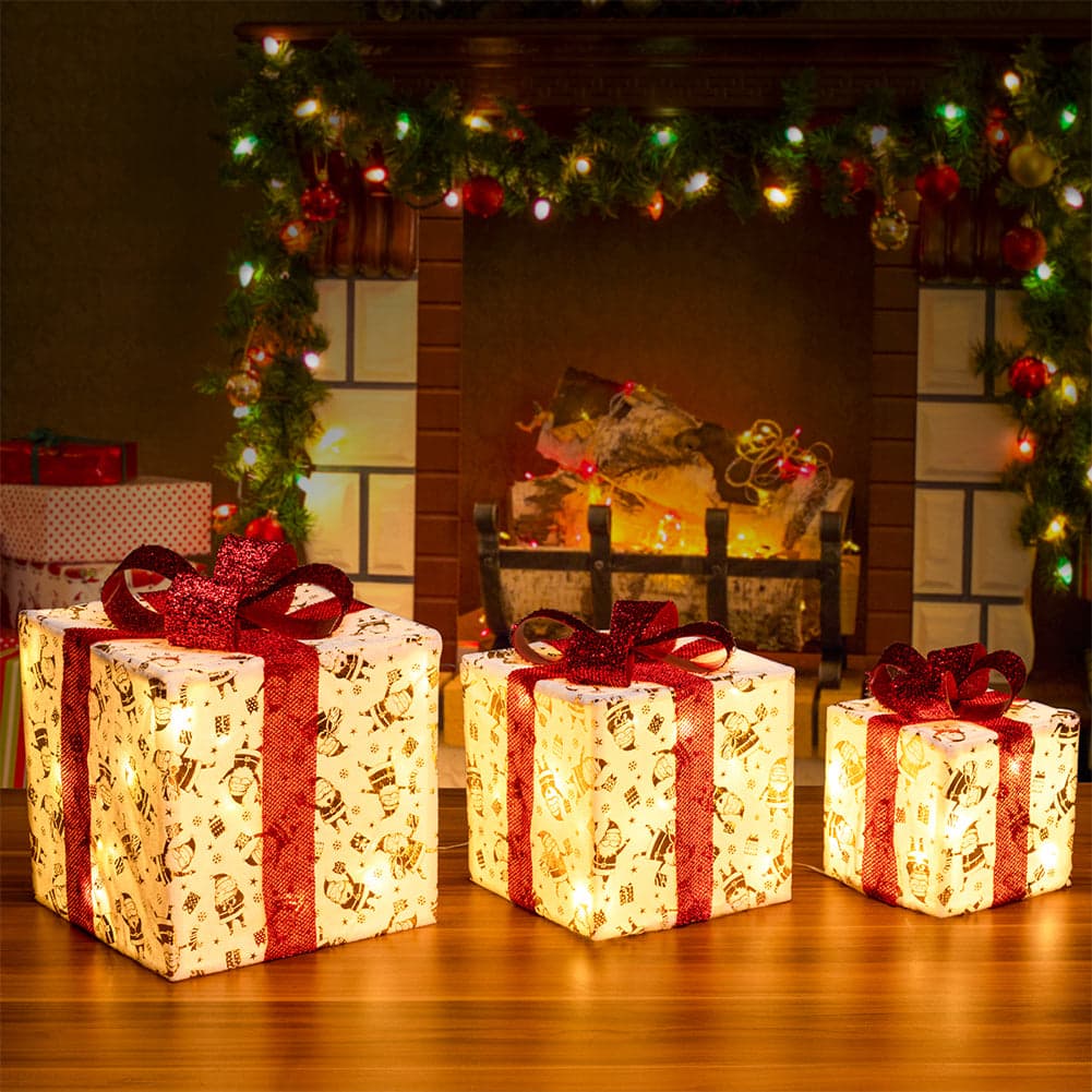 Set 3 Pacchetti Pacchi Regalo Luminosi Natale Fiocco Rosso e Luce Bianco Caldo in Oggettistica Danyx - Casoria, commercioVirtuoso.it