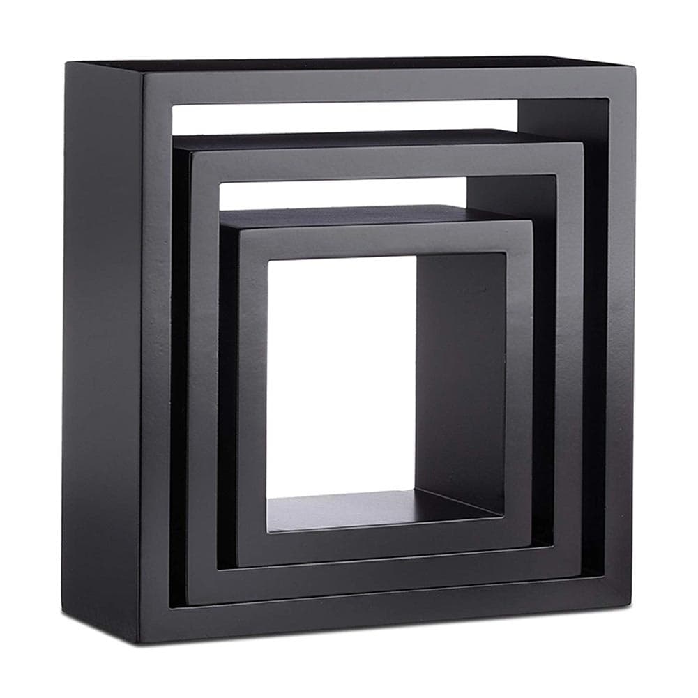 Set 3 Mensole Cubo Moderne in Legno MDF Design Minimalista Scaffale Parete Nero in Mensole da muro Danyx - Casoria, commercioVirtuoso.it