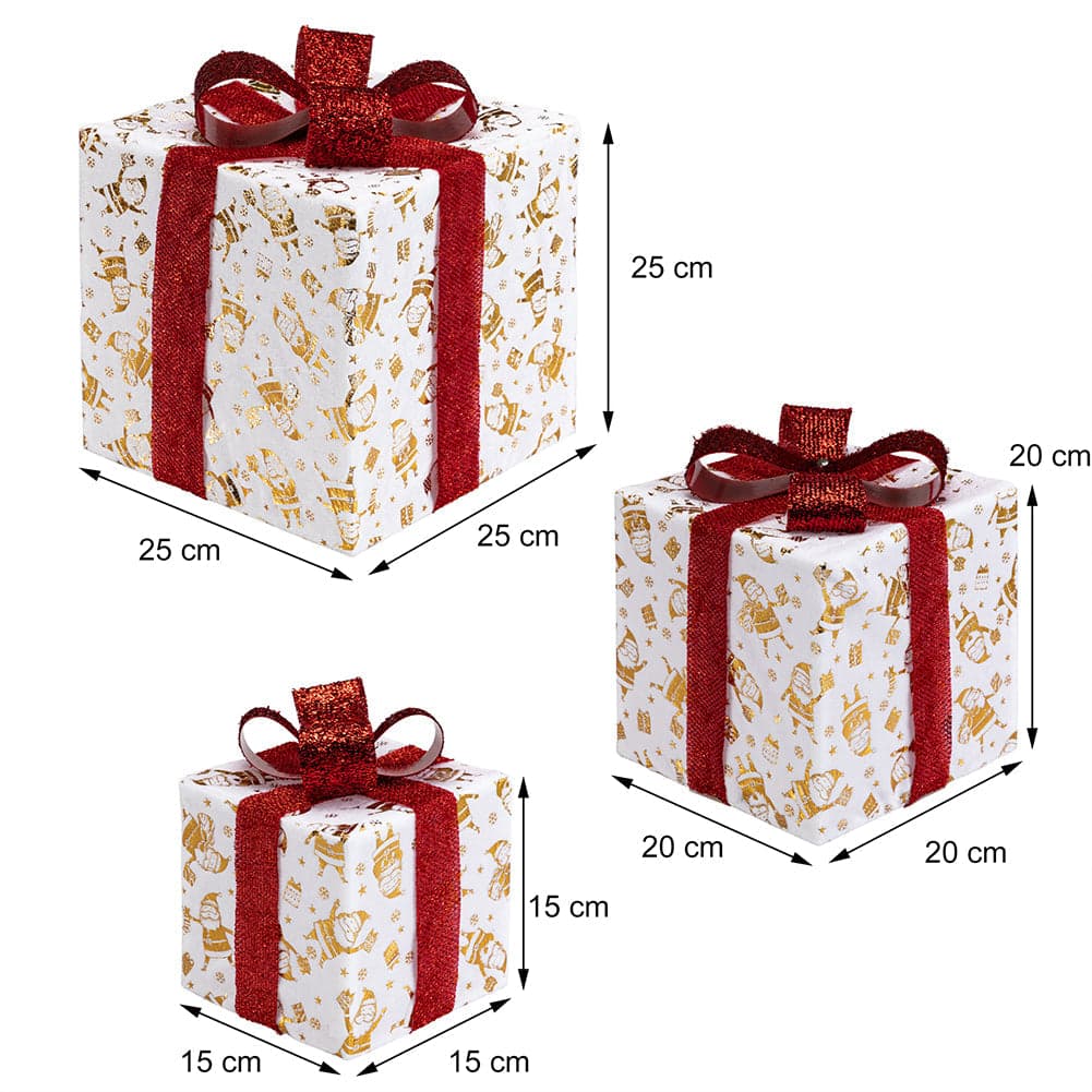 Set 3 Pacchetti Pacchi Regalo Luminosi Natale Fiocco Rosso e Luce Bianco Caldo in Oggettistica Danyx - Casoria, commercioVirtuoso.it