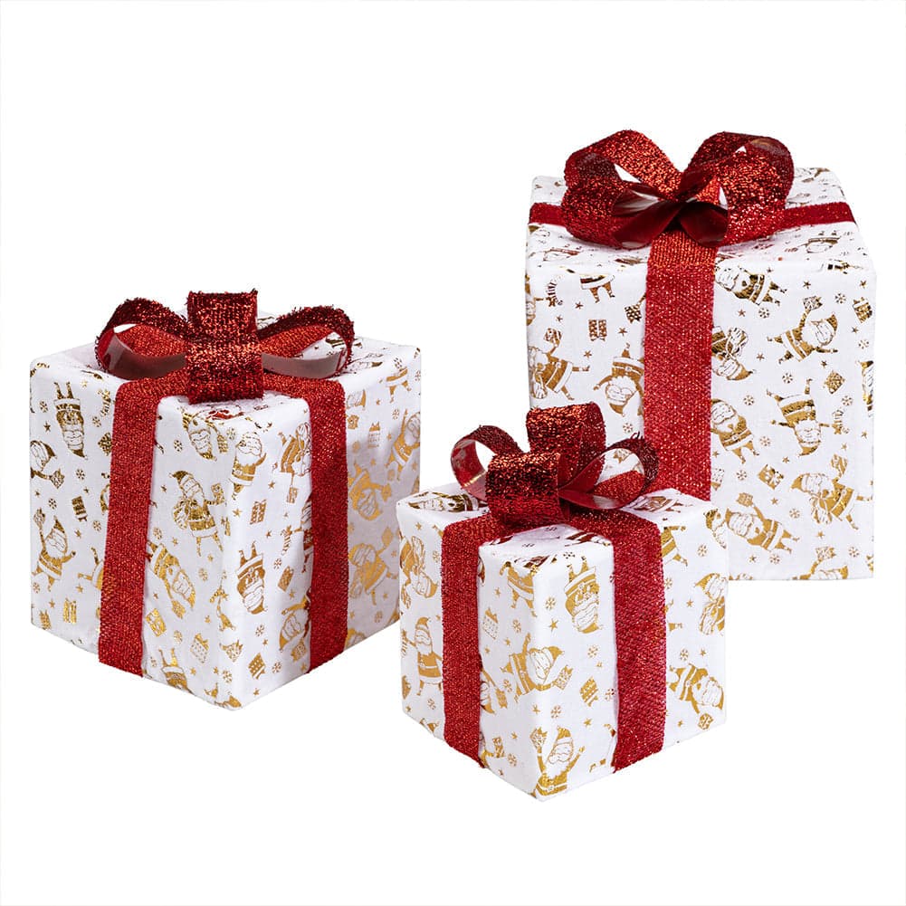 Set 3 Pacchetti Pacchi Regalo Luminosi Natale Fiocco Rosso e Luce Bianco Caldo in Oggettistica Danyx - Casoria, commercioVirtuoso.it