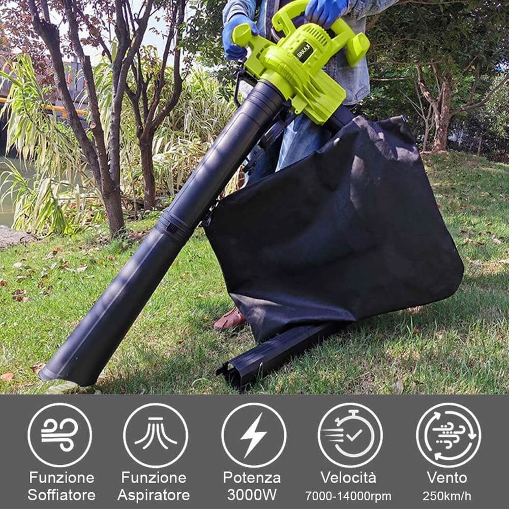 Aspiratore per Foglie Trituratore e Soffiatore Elettrico 3000W 3in1 Sacco 40LT in Aspirafoglie Danyx - Casoria, commercioVirtuoso.it