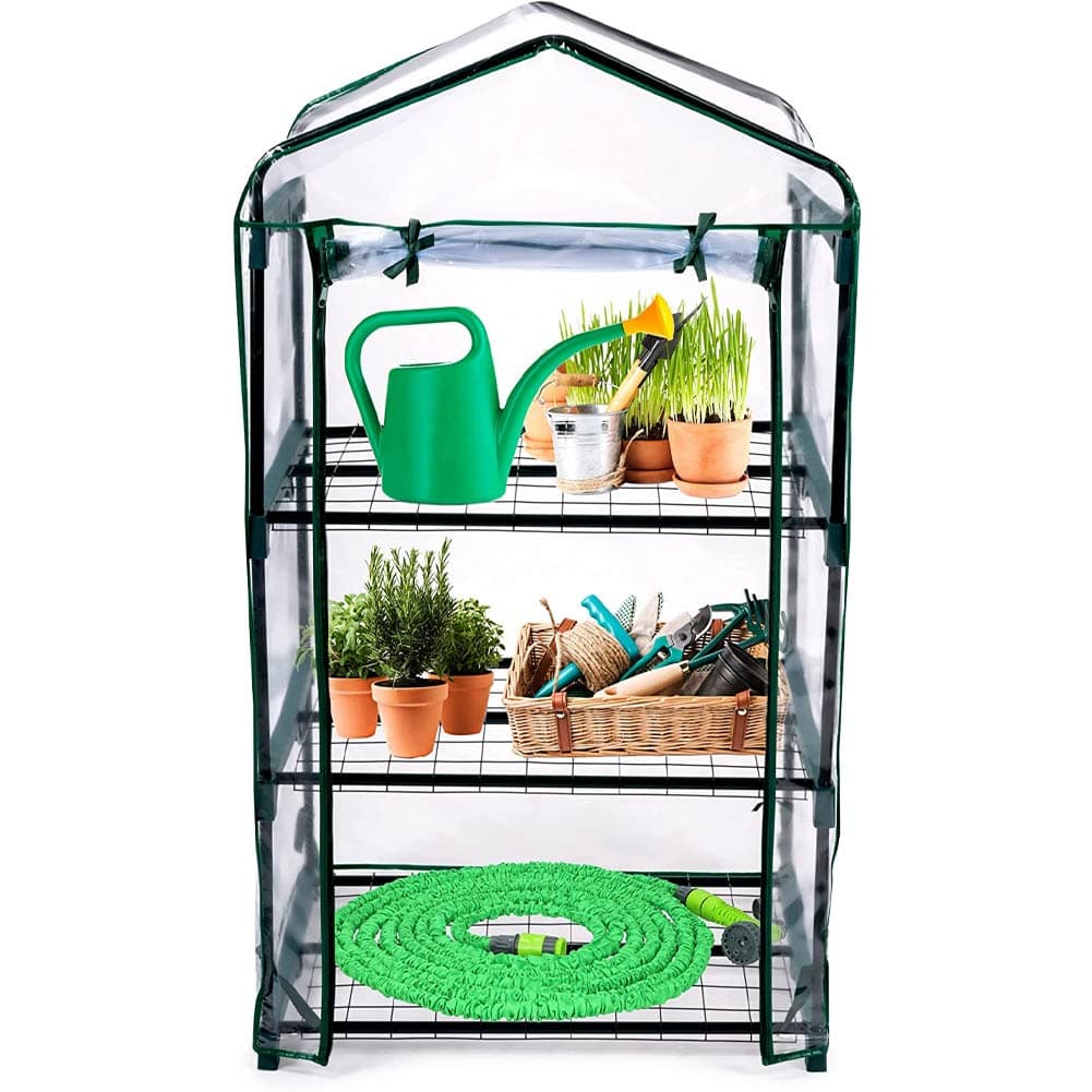 Serra da Giardino in Metallo e PVC 49x69 H 125cm Verde 3 Ripiani Trasparente in Miniserre Danyx - Casoria, commercioVirtuoso.it