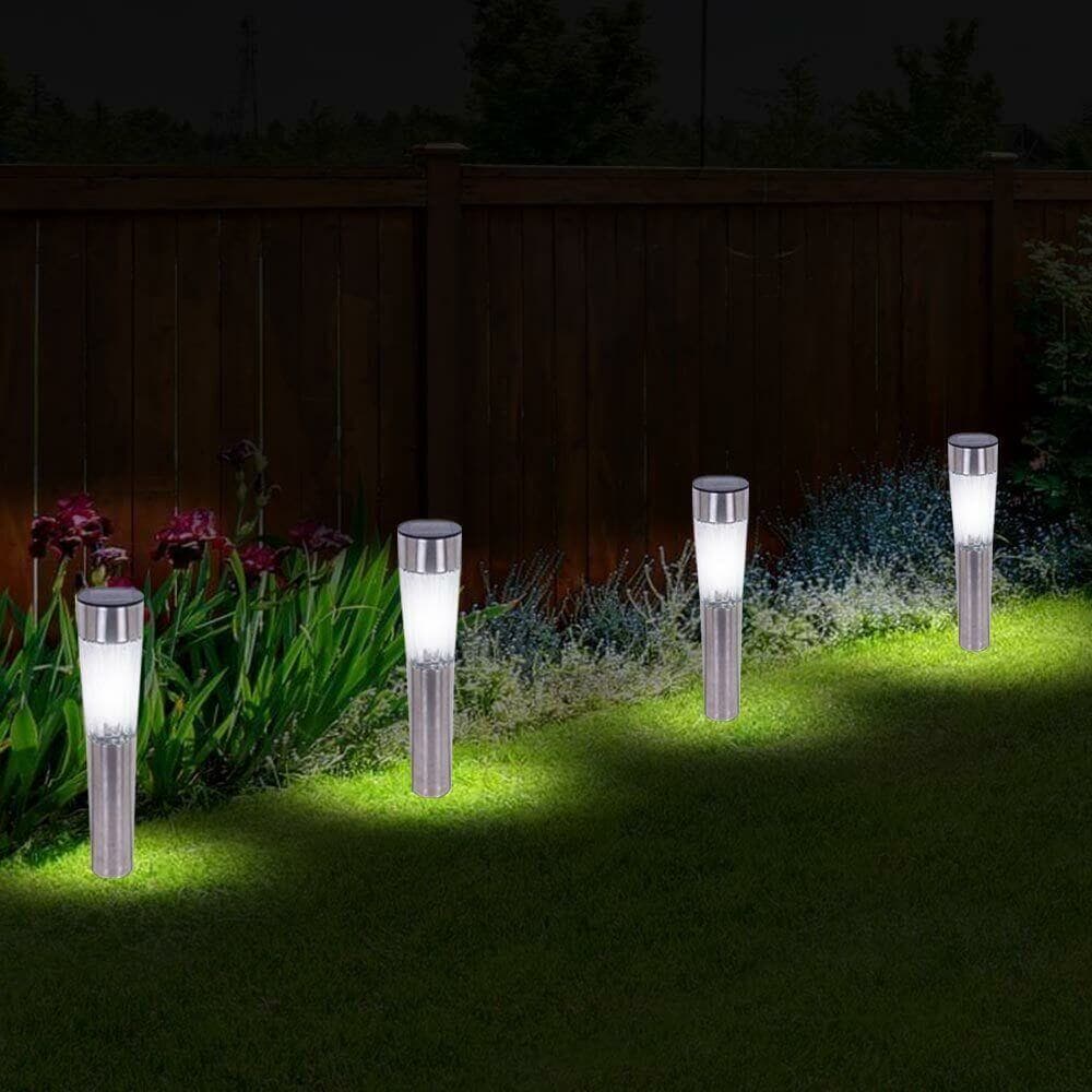 Kit 2 Lampade Giardino Ricarica Solare Paletti Metallo Cristallo 1LED Bianco in Luci per sentieri Danyx - Casoria, commercioVirtuoso.it